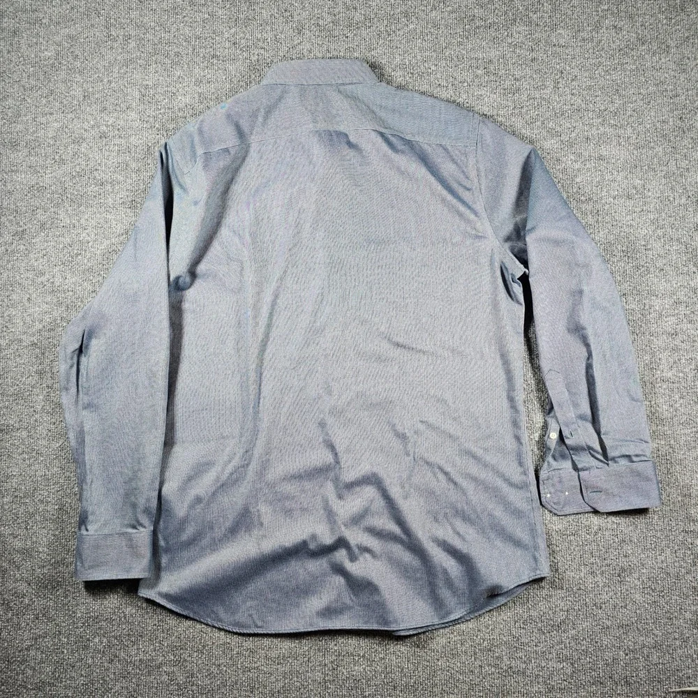 Banana Republic Mens XL Blue No-Iron Tailored Slim Fit Micro Pattern Dress Shirt
